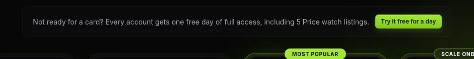 Day Pass callout on the pricing page